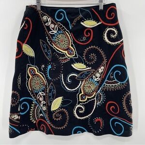Boden Black Paisley Whimsygoth Beautifully Embroidered Goblincore Skirt Size 10P
